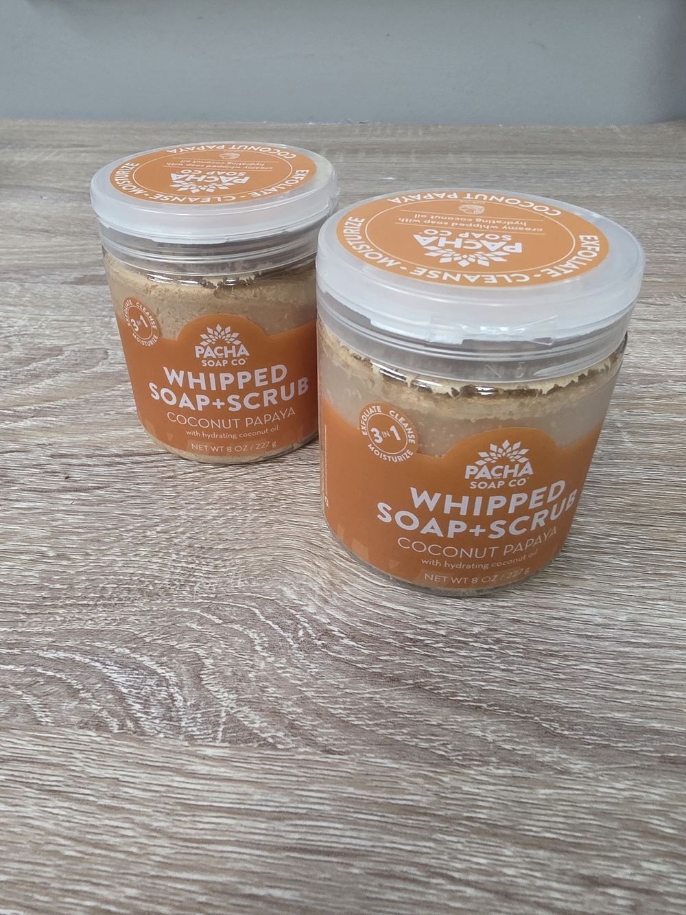 Pacha Soap Hydrating Whipped Soap & Scrub 8oz Exfoliater Coconut Papaya Lot Of 2